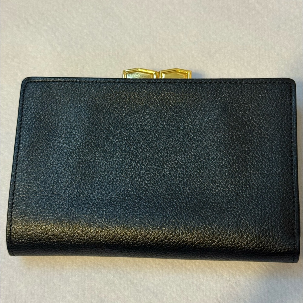 Yves Saint Laurent Navy Wallet with Gold Hardware & Kisslock Coin Pouch. - Picture 2 of 6